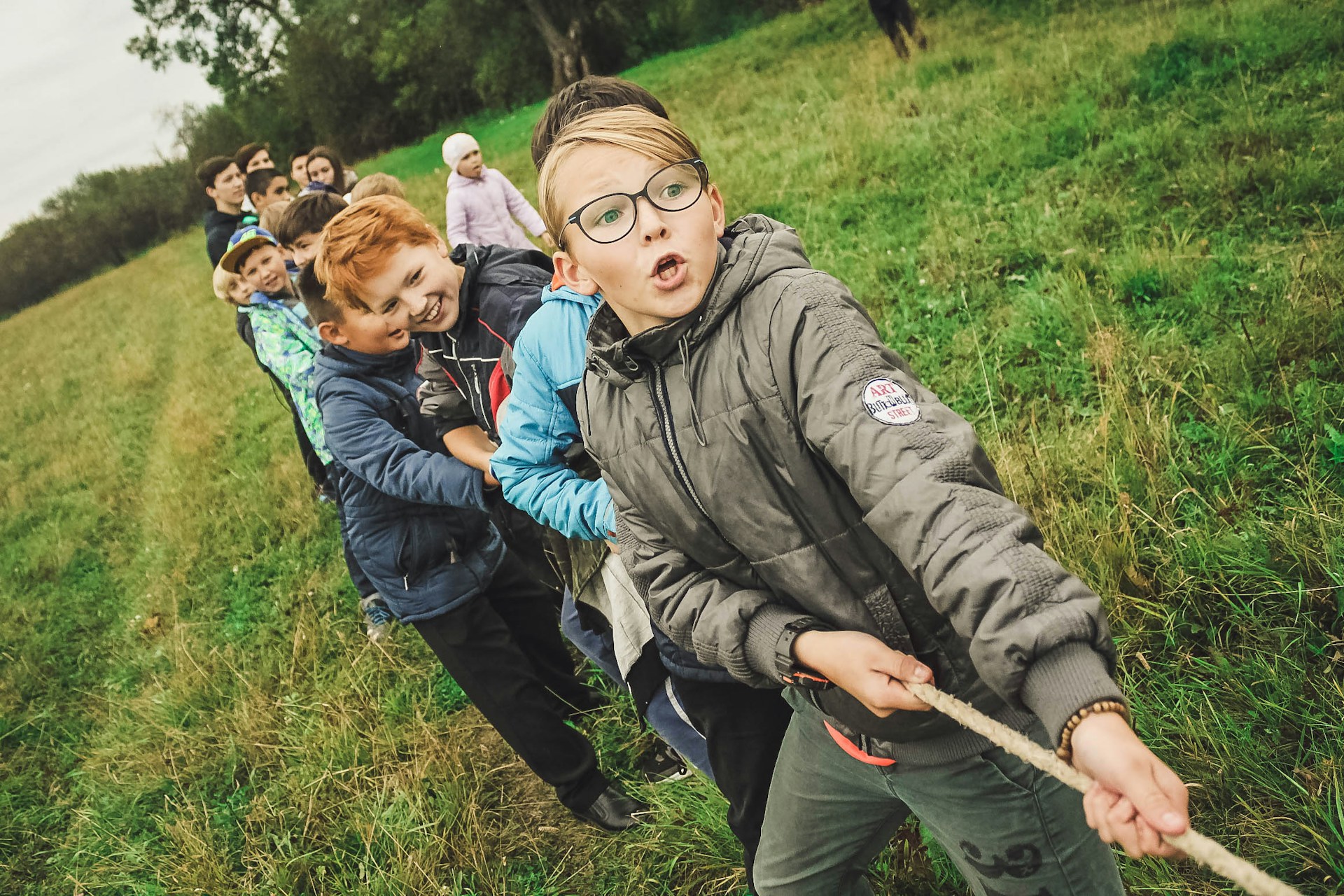 Children playing tug a war